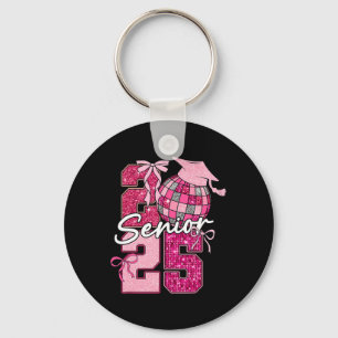 Retro Senior 2025 Coquette Bow Graduation Cl Of 20 Key Ring