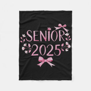 Retro Senior 25 Cl Of 2025 Graduation Coquette Pin Fleece Blanket