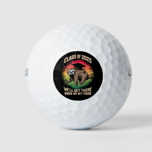 Retro Senior Class Of 2025 Sloth Cap Graduation Golf Balls