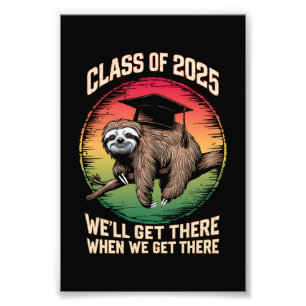 Retro Senior Class Of 2025 Sloth Cap Graduation Photo Print