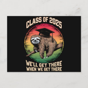 Retro Senior Class Of 2025 Sloth Cap Graduation Postcard