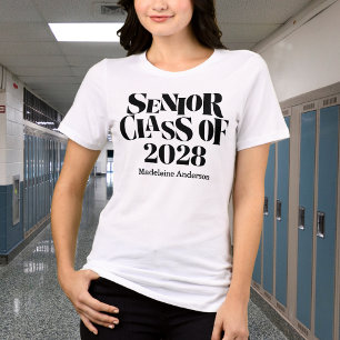 Retro Senior Class of Graduation Black And White Tri-Blend Shirt