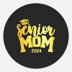 Retro Senior Mum Graduation Class Of 2024 School L Classic Round Sticker