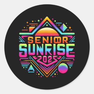 Retro Senior Sunrise 2025 High School 12th Twelfth Classic Round Sticker