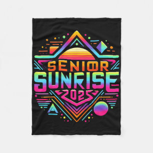 Retro Senior Sunrise 2025 High School 12th Twelfth Fleece Blanket