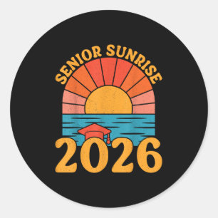 Retro Senior Sunrise 2026 Seniors Of Cl Beach Grad Classic Round Sticker