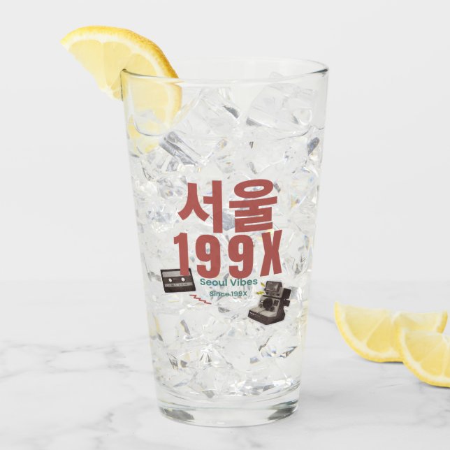 Retro Seoul 199X Glass Mug – Street Vibes Edition (Front Ice)