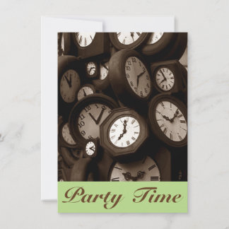 Retro Sepia Clock Faces Hand Party Time Invitation