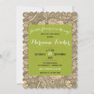 Retro sepia floral William Morris Girl Baby Shower