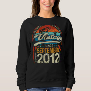 Retro September 2012 10 Year Old Fishing 10th Bir Sweatshirt