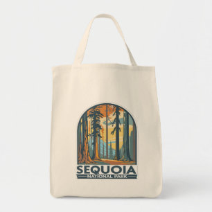 retro Sequoia National Park Giant Sequoia Trees Tote Bag