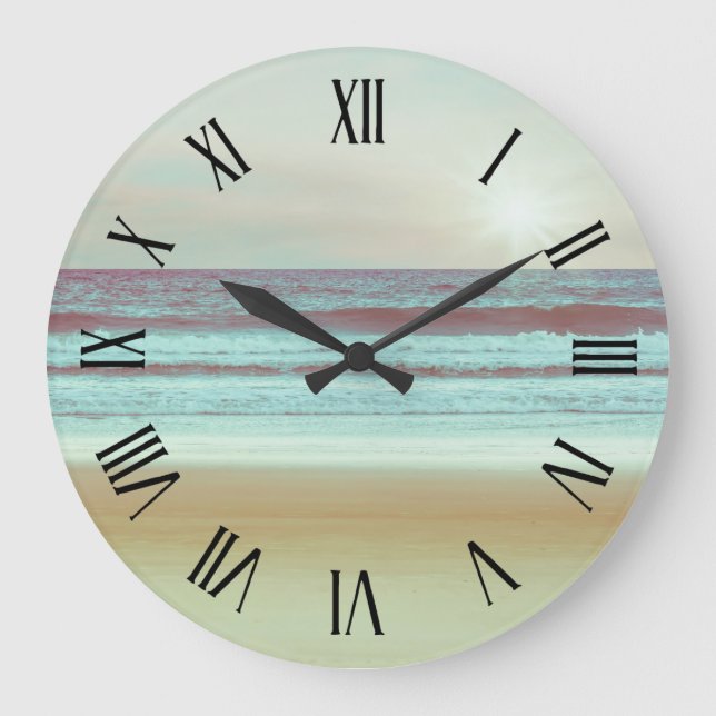 Retro Serene Beach Artwork | Wall Clock (Front)
