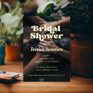 Retro Serif Photo Bridal Shower Gold