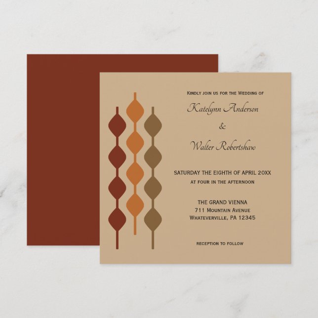 Retro Seventies 1970s Geometric Wedding Invitation (Front/Back)