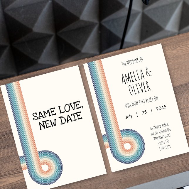 Retro Seventies 70s Stripes Wedding Postponement Invitation (Creator Uploaded)