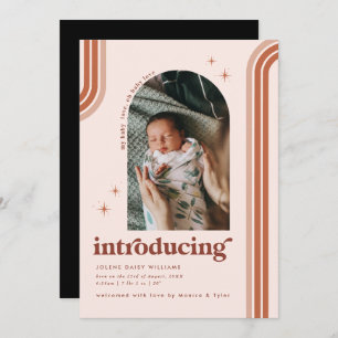 Retro Seventies   Arch Photo Birth Announcement