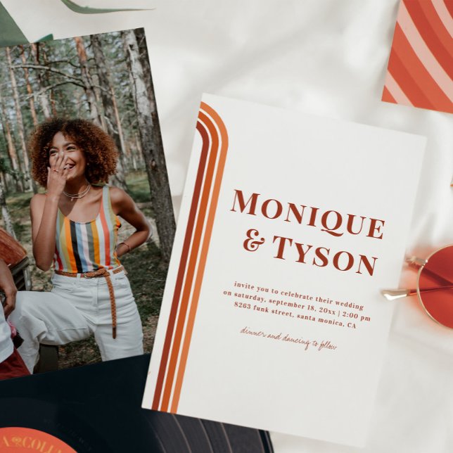 Retro Seventies | Burnt Orange Terra Cotta Wedding Invitation (Creator Uploaded)