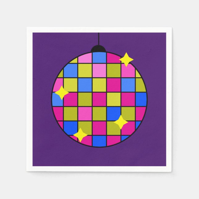 Retro seventies disco party napkin (Front)