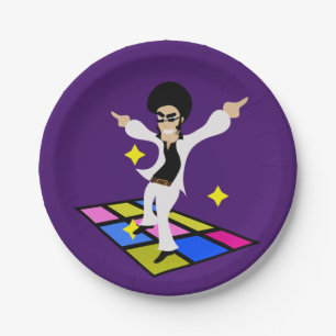 Retro seventies disco party paper plate