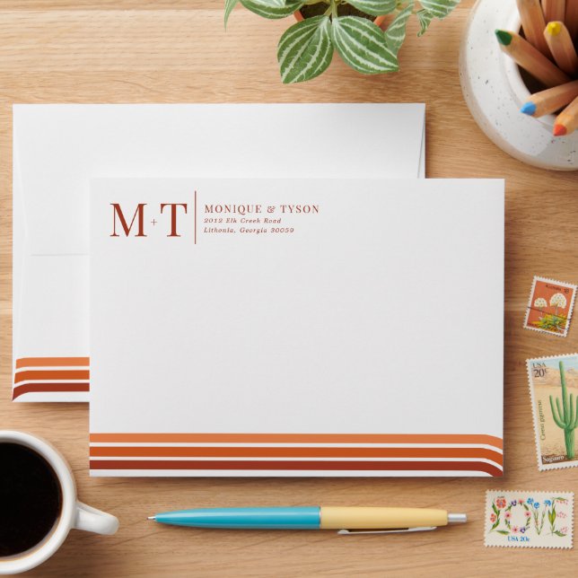 Retro Seventies | Pre-Addressed Photo Lined Envelo Envelope (Desk)