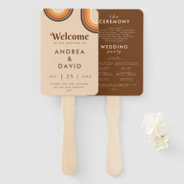 Retro Seventies Rainbow & 70s Typography Wedding H Hand Fan