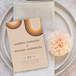 Retro Seventies Rainbow Beige Cream 70s Brown Invitation