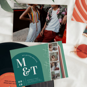 Retro Seventies Stripes Arch   Film Strip Photo  Save The Date