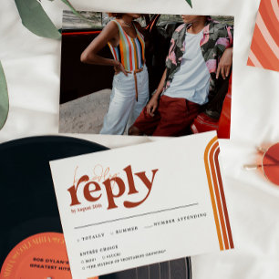 Retro Seventies Stripes   Wedding RSVP Announcemen Announcement