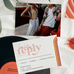 Retro Seventies Stripes   Wedding RSVP Announcement