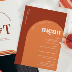 Retro Seventies Typography Wedding Menu