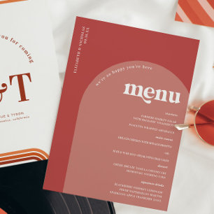 Retro Seventies Typography Wedding Menu