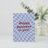 Retro Seventies Warped Checks Happy Birthday 