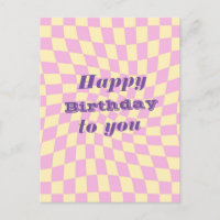 Retro Seventies Warped Checks Happy Birthday