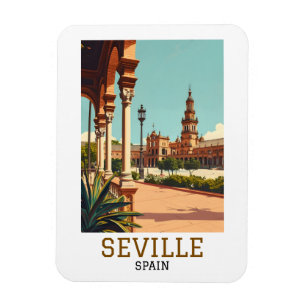 Retro Seville Spain Andalusia Architecture Magnet