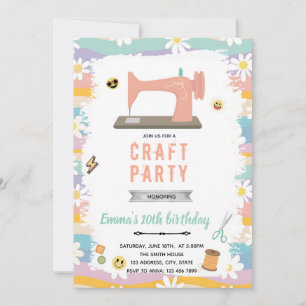 Retro sewing birthday Invitation