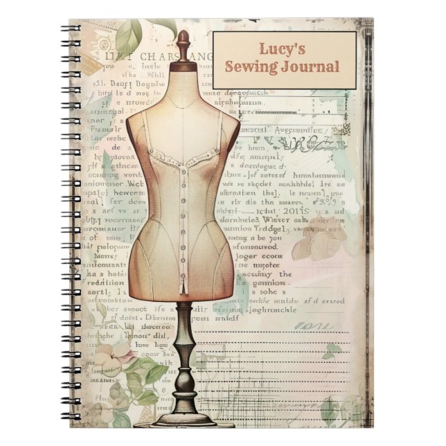 Retro Sewing Journal Tailor's Dummy (Front)