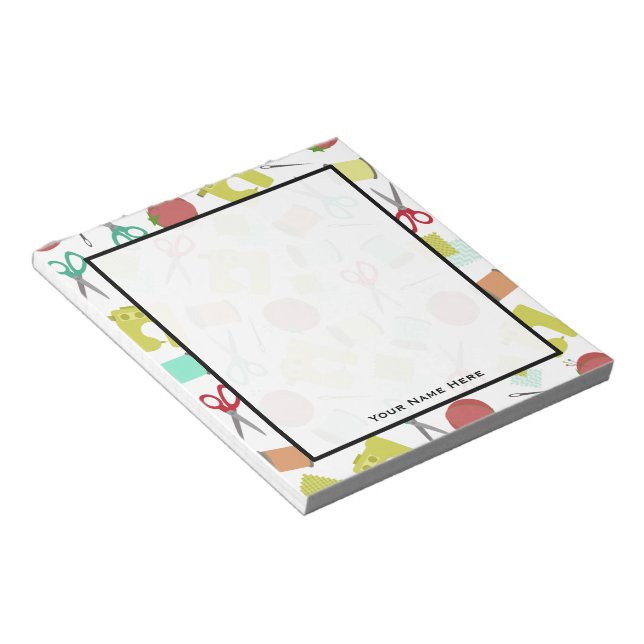 Retro Sewing Themed Notepad (Angled)