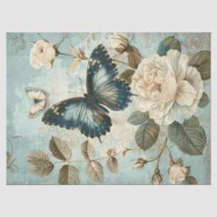 Retro shabby chic butterfly & roses tissue paper