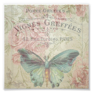 retro,shabby chic,vintage,country rustic,florals,b photo print