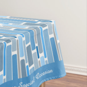 Retro Shades of Blue Geometric Design Pattern Tablecloth