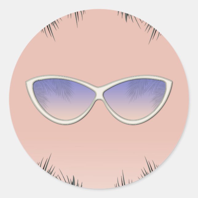 Retro Shades Sunglasses Sweet 16 Pool Party Classic Round Sticker (Front)
