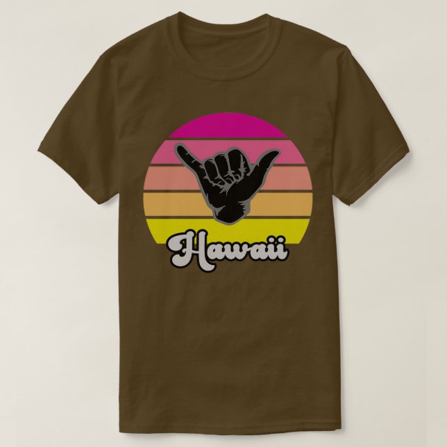 Retro Shaka Aloha Hawaiian Hang Loose Hand Sign T-Shirt (Design Front)