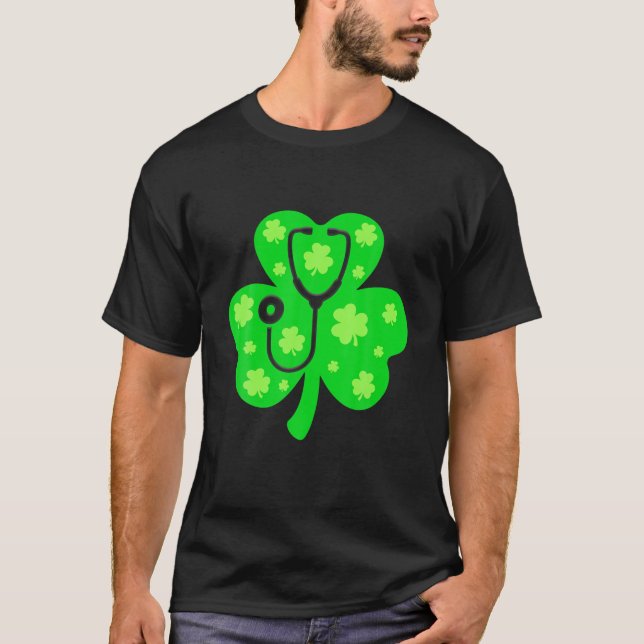 Retro Shamrock Nurse St.Patrick Day Irish Costume T-Shirt (Front)