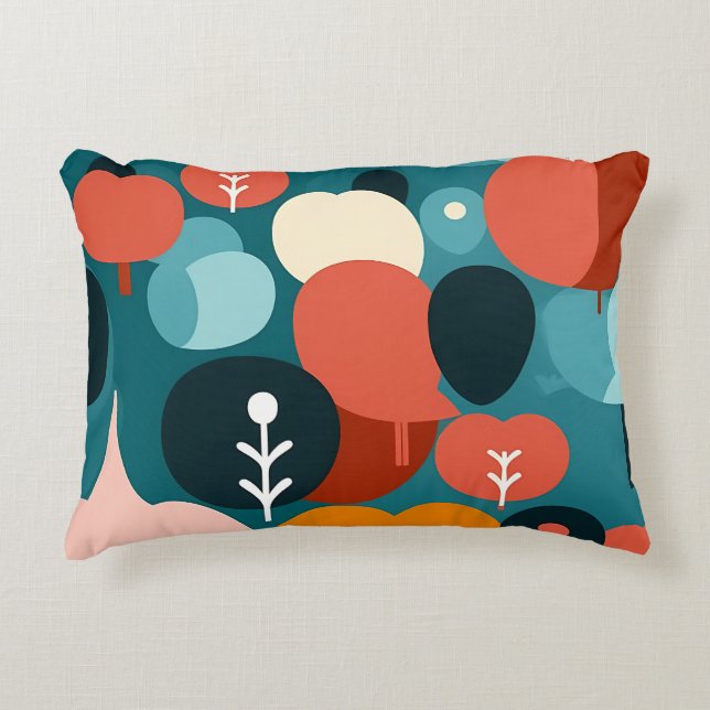 Retro Shapes Abstract Forest Pillow (Front)