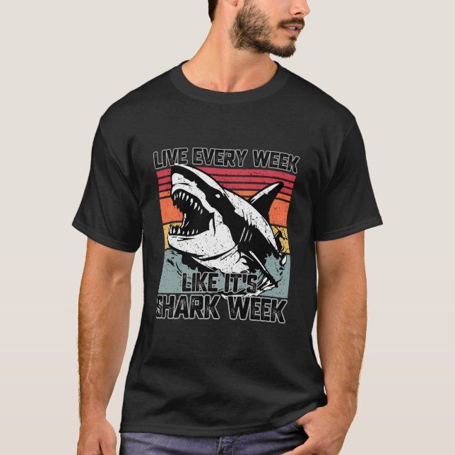 Retro Shark Ocean Biologist Animal Lover Shark Fin T-Shirt (Front)