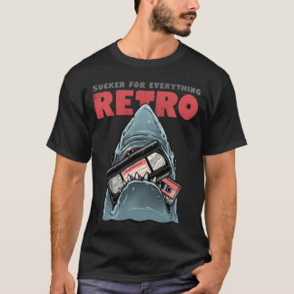 Retro Shark VHS Cassette Tape Funny 80s Nostalgia T-Shirt