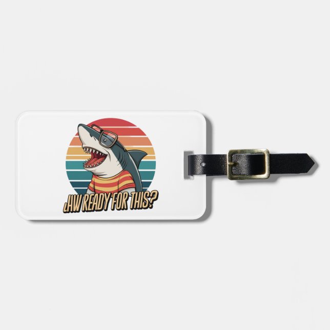 "Retro Shark Vibes Luggage Tag (Front Horizontal)