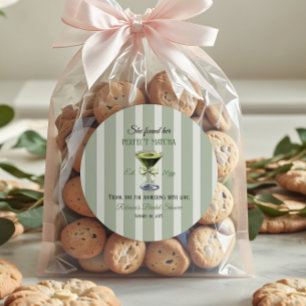 Retro She Found Her Perfect Matcha Bridal Shower Classic Round Sticker