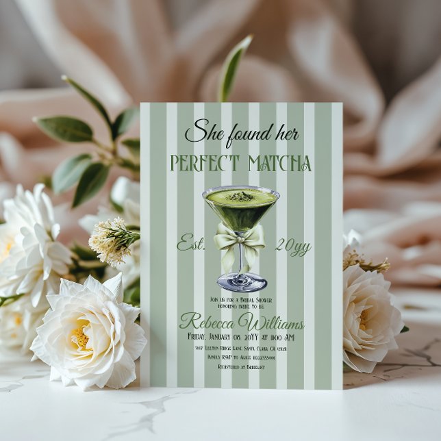 Retro She Found Her Perfect Matcha Bridal Shower Invitation (Creator Uploaded)
