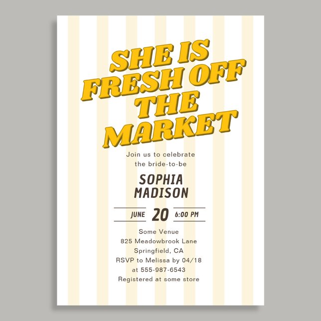 Retro She Is Fresh Off The Market Bridal Shower Invitation (Creator Uploaded)